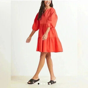 Evereve The Anywhere Dress by sundry split neckline puff sleeves tiered dress